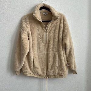 JOYLAB Cream Fuzzy Half Zip Jacket